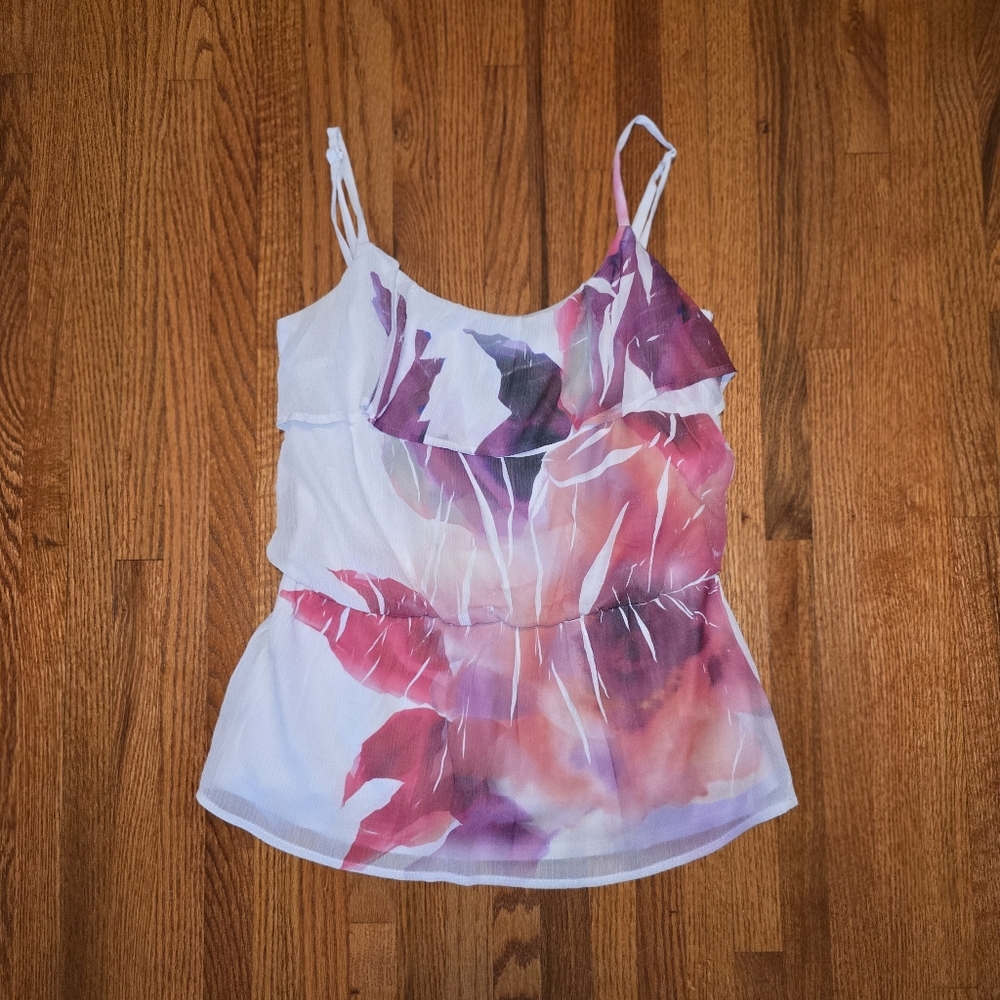 Floral top scrunch waist